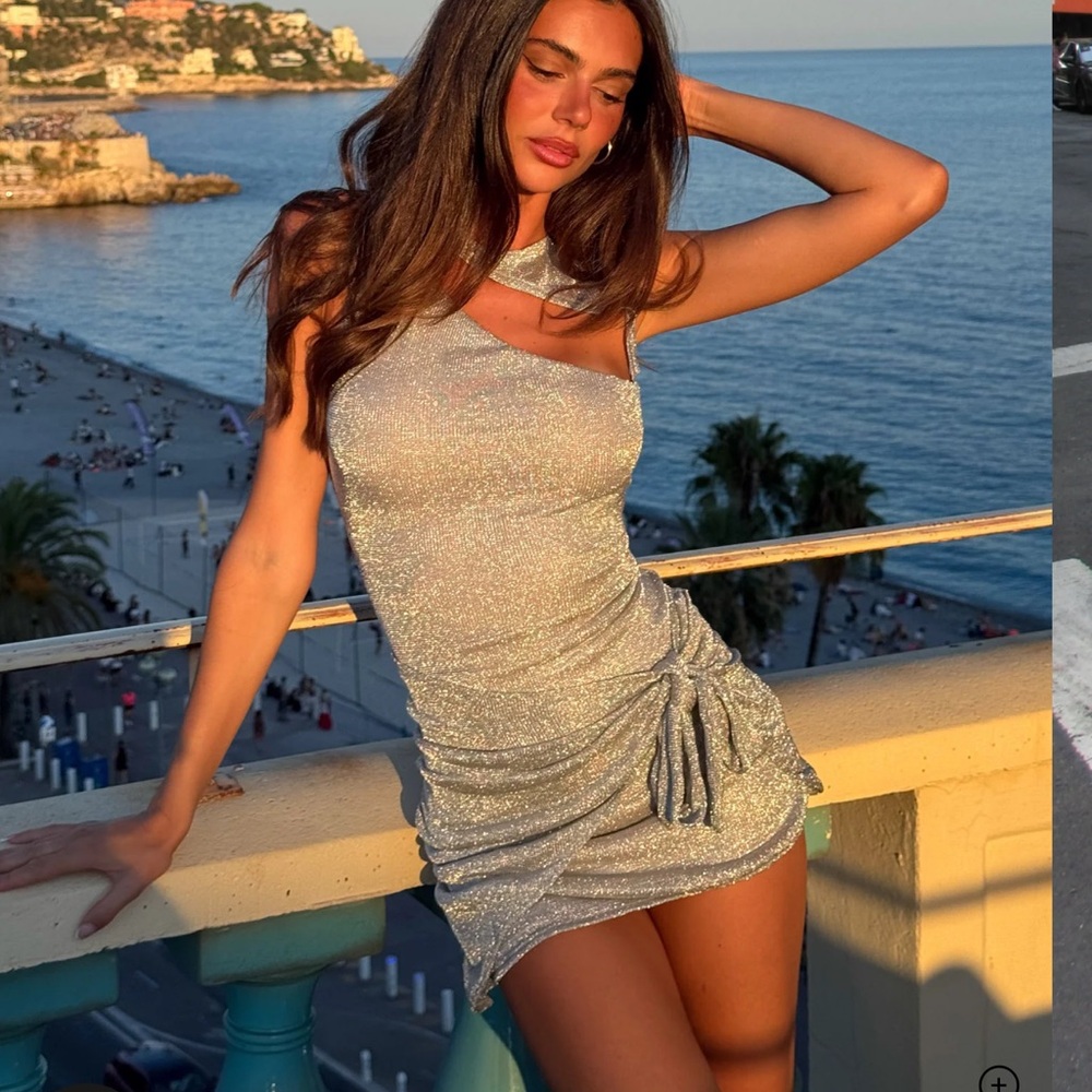 Tiger Mist Silver Ruched Azalea Mini Dress